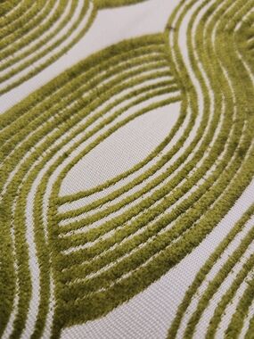 MCM Olive Green and White Embroidered Decorative Fabric Reminant, 56 By 40